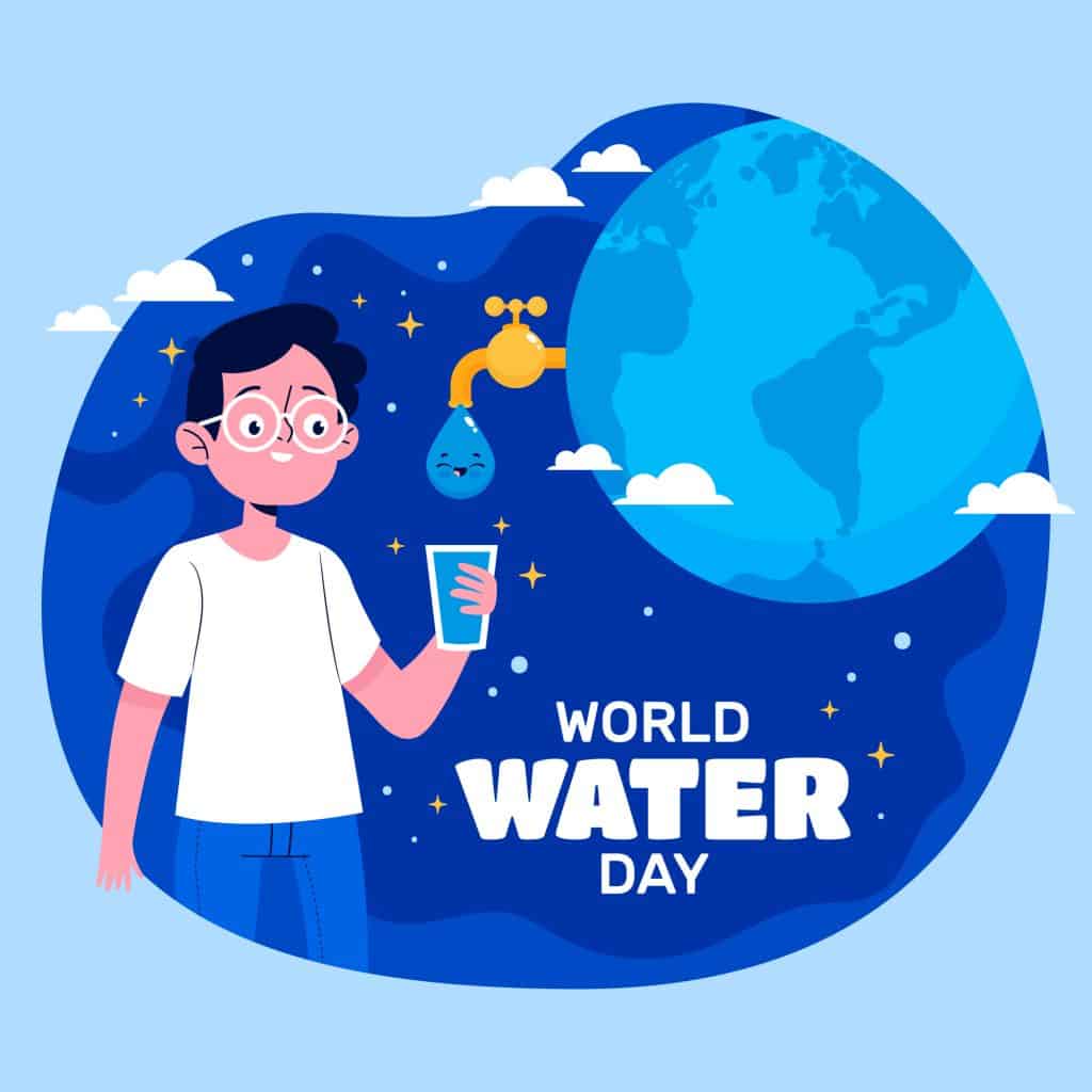 Humans conserving water for a sustainable planet, World Water Day celebration.